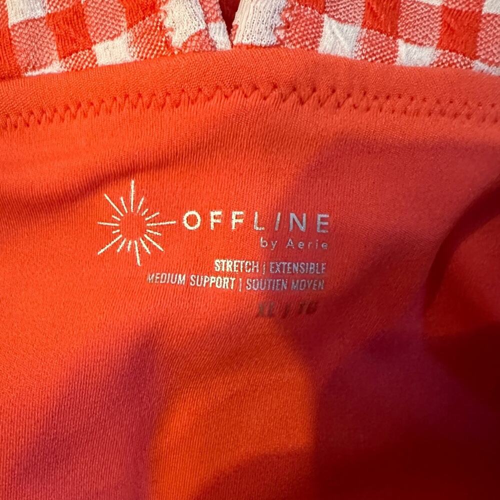 Offline by aerie Red & White Gingham Square Neck Crop Top Shelf‎ Bra Sz XL NEW - Picture 5 of 8
